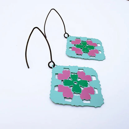 Denz Granny Square Earrings | Aqua