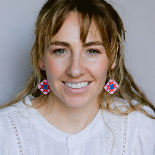 Denz Granny Square Earrings | Pink