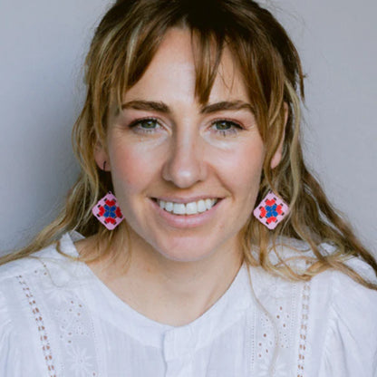 Denz Granny Square Earrings | Pink