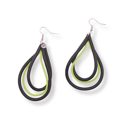 Mika's Design Bon Bori Earrings | Lime & Black