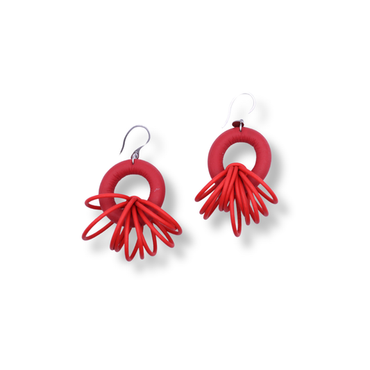 Mika's Design Fan Earrings | Red