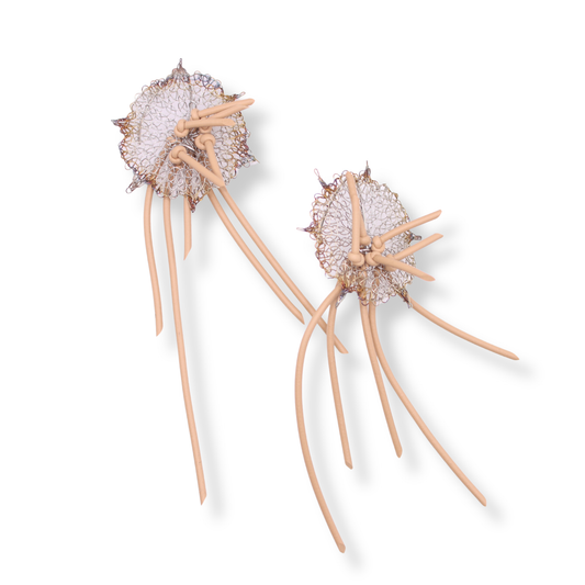 Mika's Design Matsuri Earrings | Stainless Steel and Beige