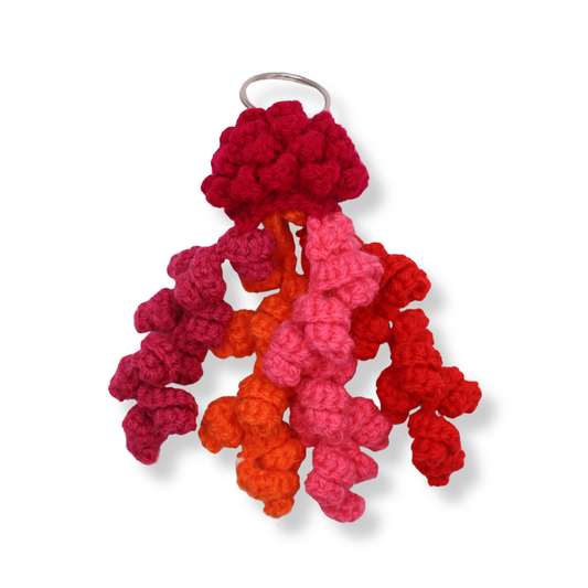 Millie Radovic Hand Crocheted Bag Decoration | Magenta Curls