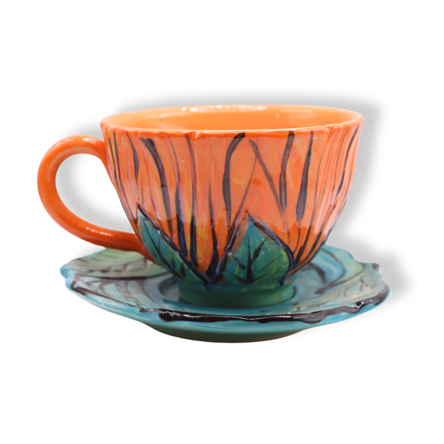 Monte Lupo Flower Teacup and Saucer Set #1