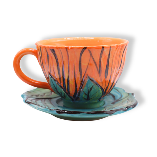 Monte Lupo Flower Teacup and Saucer Set #1