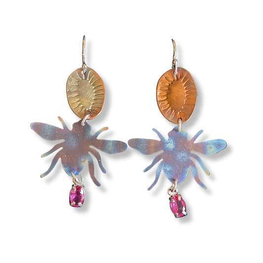 Nicole Jakins Earrings | Blue Banded Bee (Sapphire)