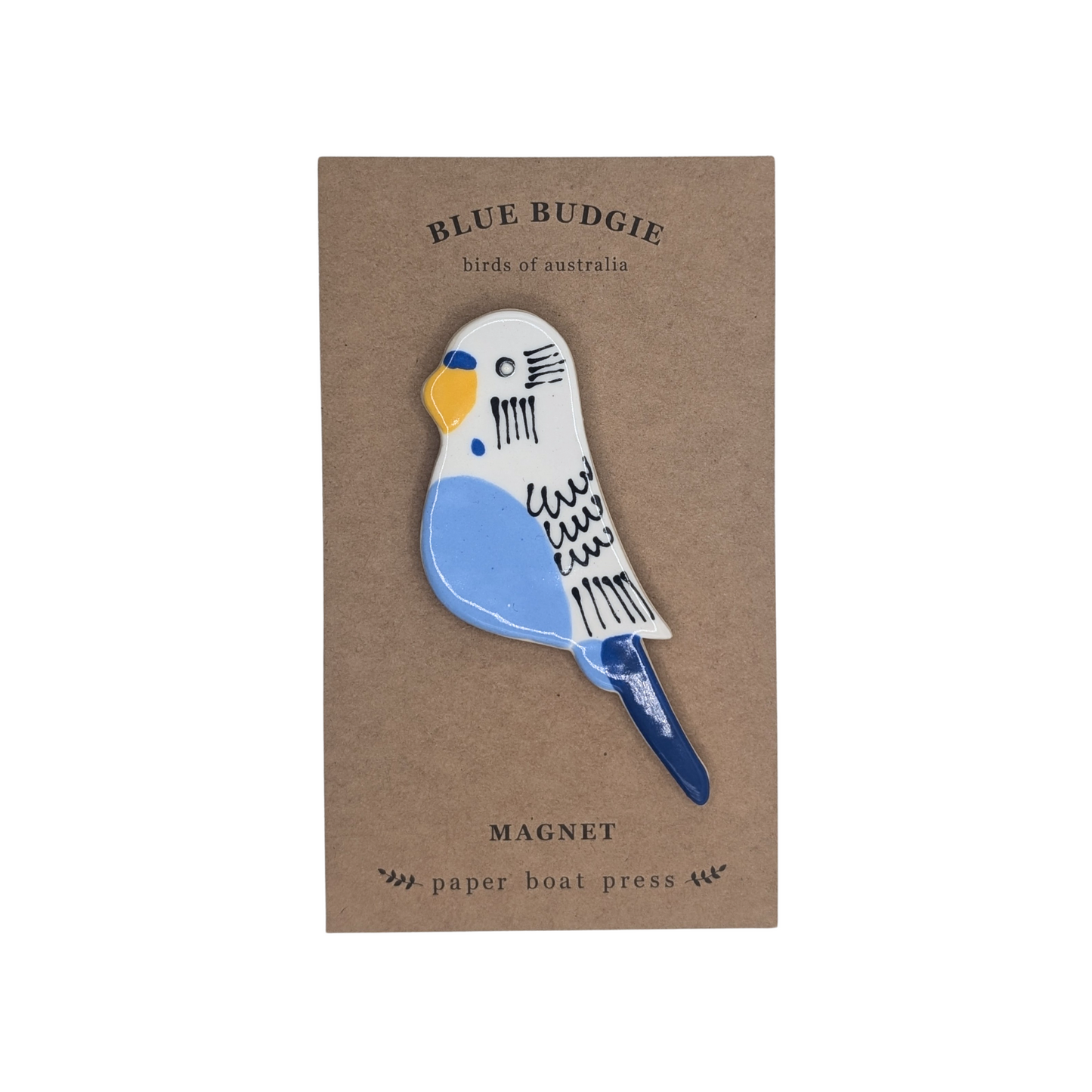 Paper Boat Press Magnet | Blue Budgie