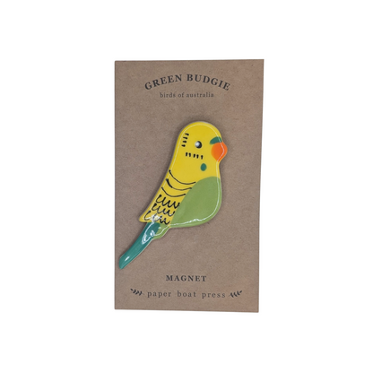 Paper Boat Press Magnet | Green Budgie