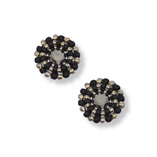 Paula Dunlop Clip On Earrings | Matte Black & Dark Gold