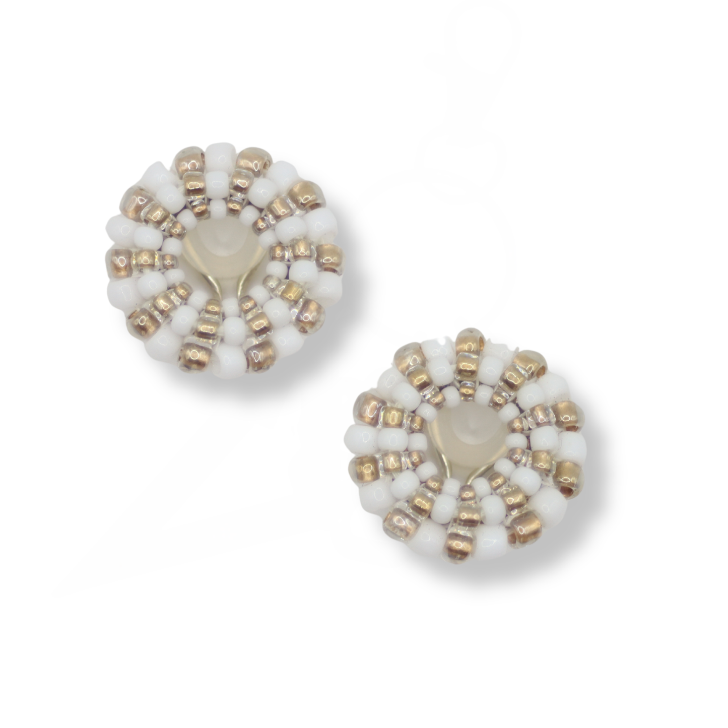 Paula Dunlop Clip On Earrings | Opaque White & Bright Gold