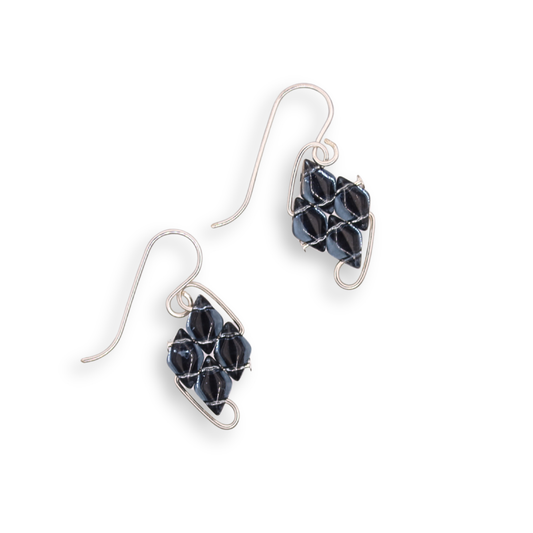 Paula Dunlop Diamond Wirework Earrings | Mirrored Montana Blue