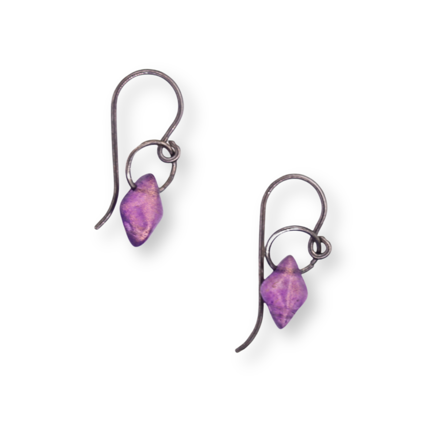 Paula Dunlop Lone Bead Earrings | Transparent Frosted Magenta
