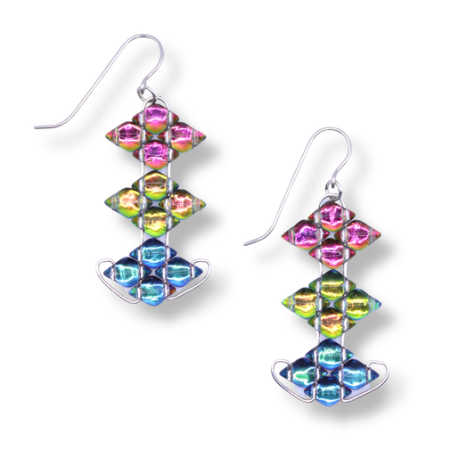 Paula Dunlop Triple Diamond Wirework Earrings | Rainbow