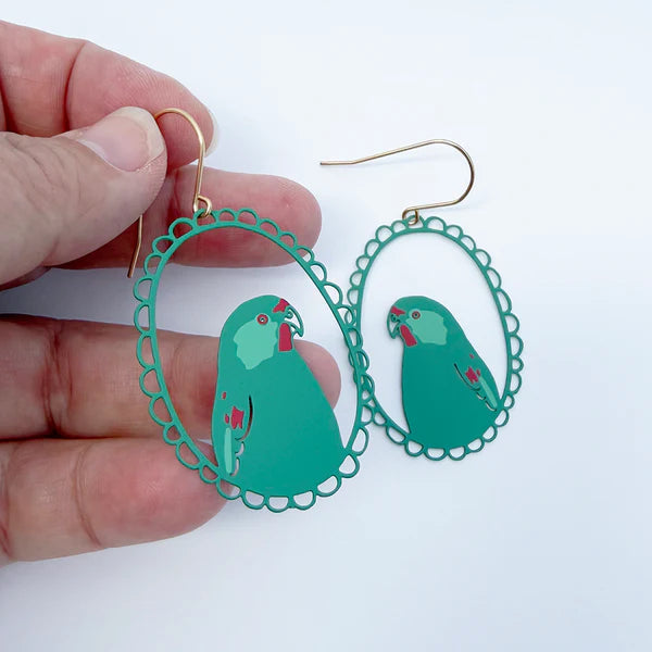 Swift Parrot Earrings | Greens & Red