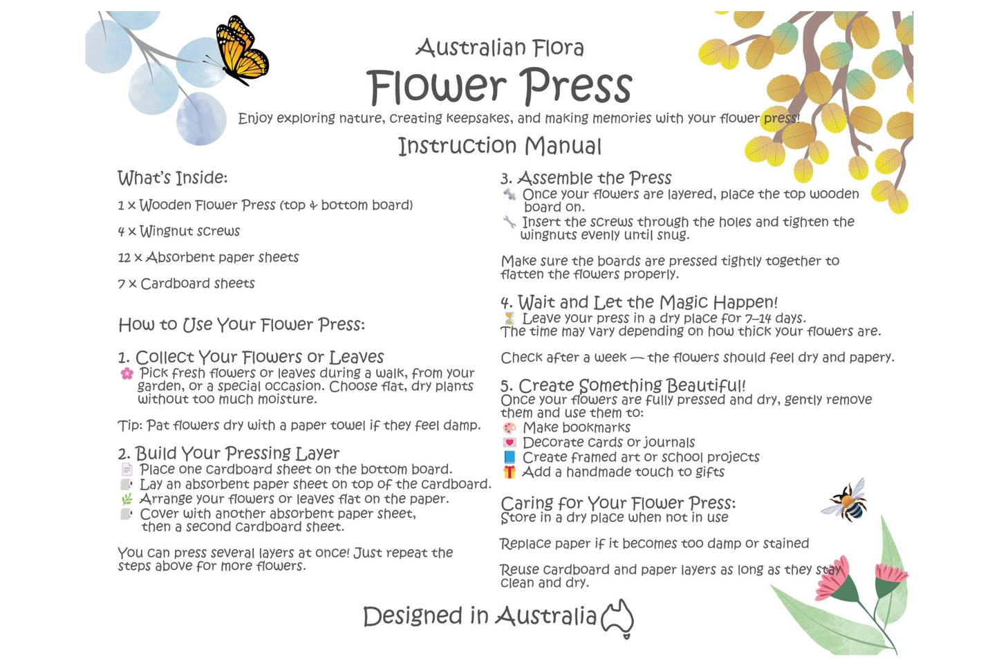 Koala Dream Flower Press Craft Kit | Australian Flora