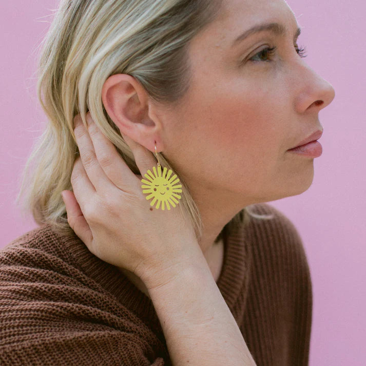 Denz Mini Sun Earrings | Yellow