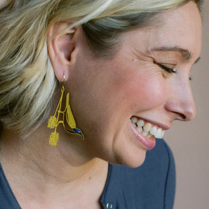 Denz Blue Faced Honeyeater Earrings