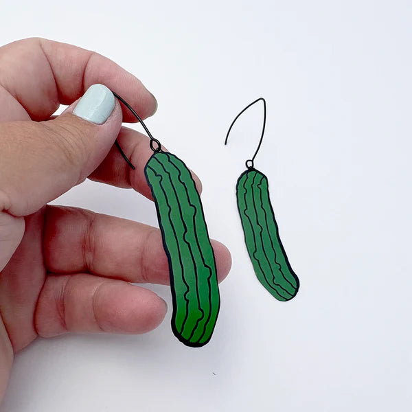 Denz Pickle Earrings | Black and Green