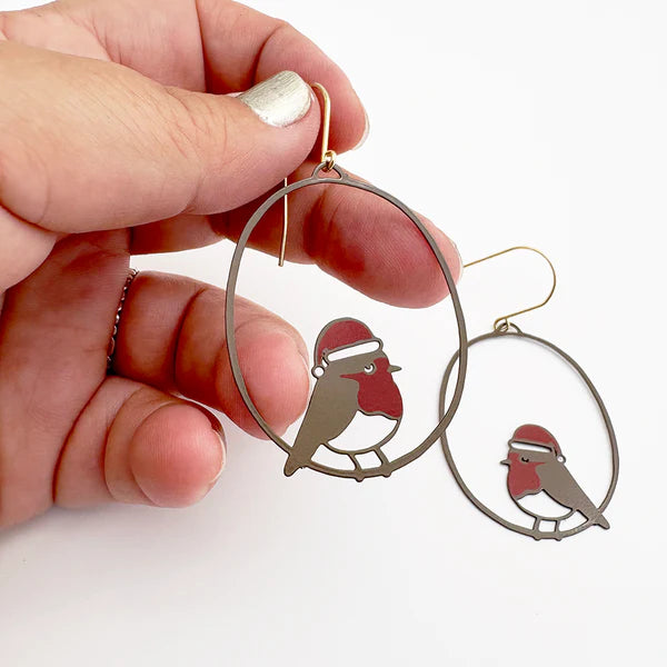 Denz Midi Christmas Robin Earrings