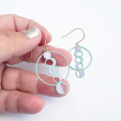 Denz Midi Spring Shape Earrings | #2 Mint & Pink