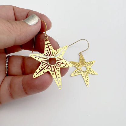 Midi Christmas Star Earrings | Gold