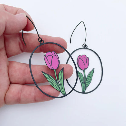 Denz Tulip Earrings | Pink