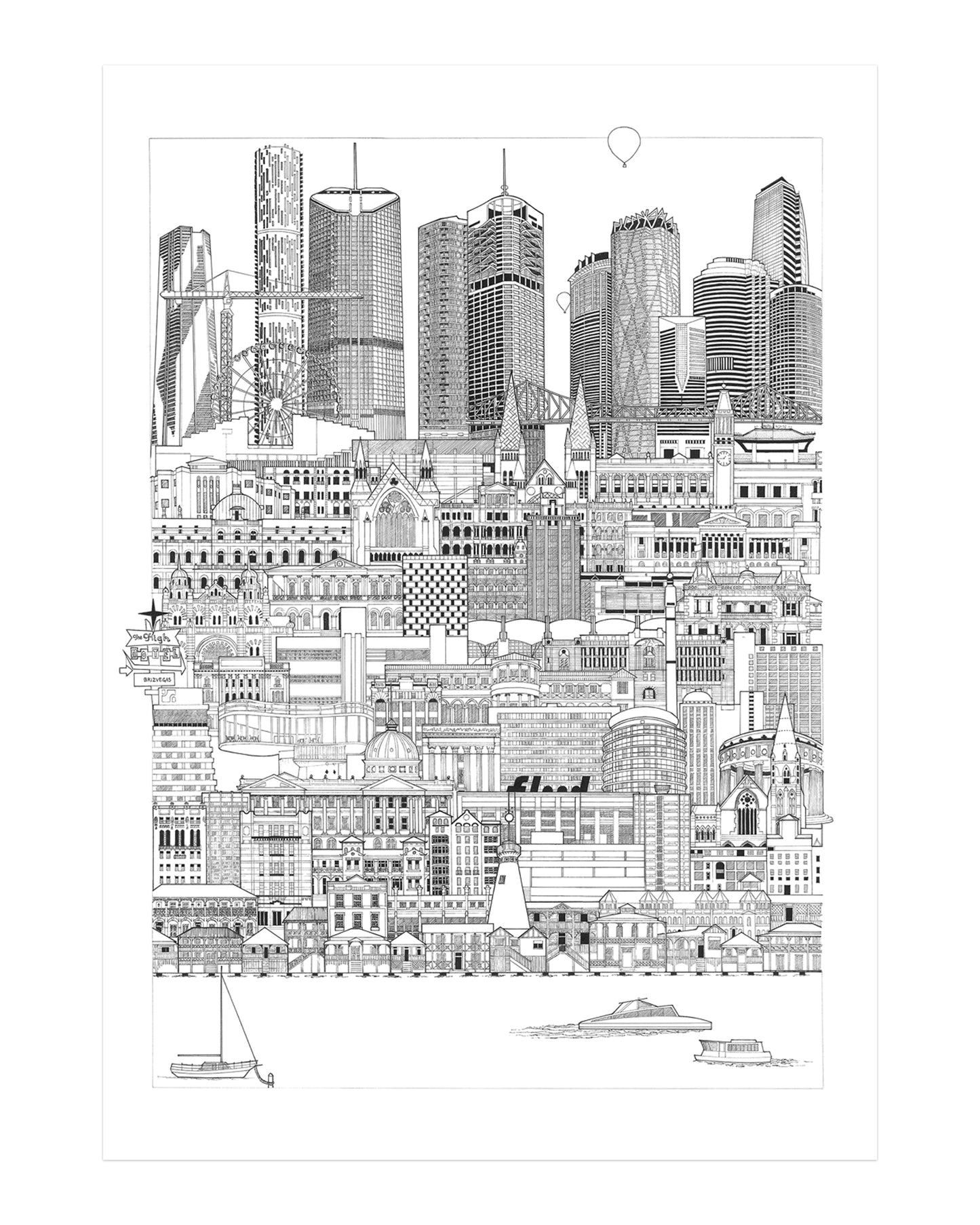 Glenys Cadman Brisbane Cityscape Print