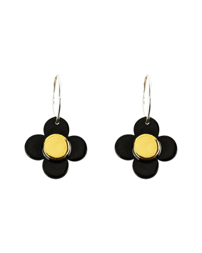 Erin Lightfoot Flower Hoop Earrings | Black