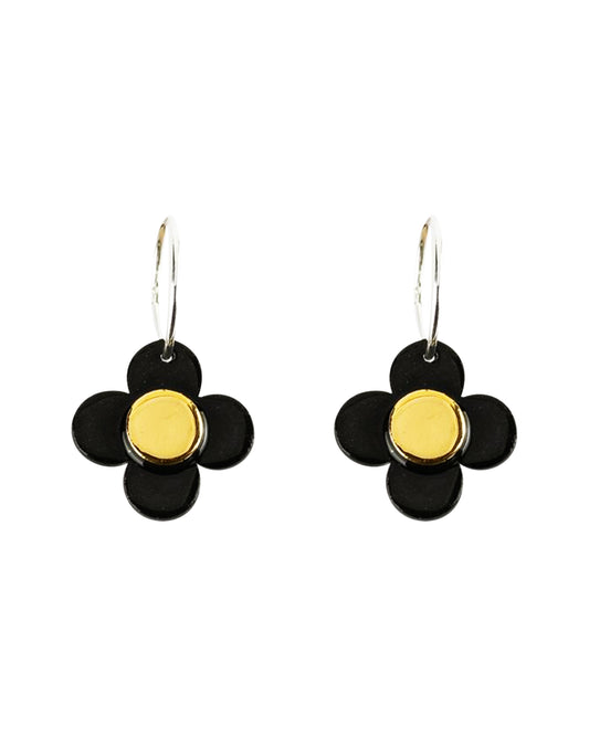 Erin Lightfoot Flower Hoop Earrings | Black