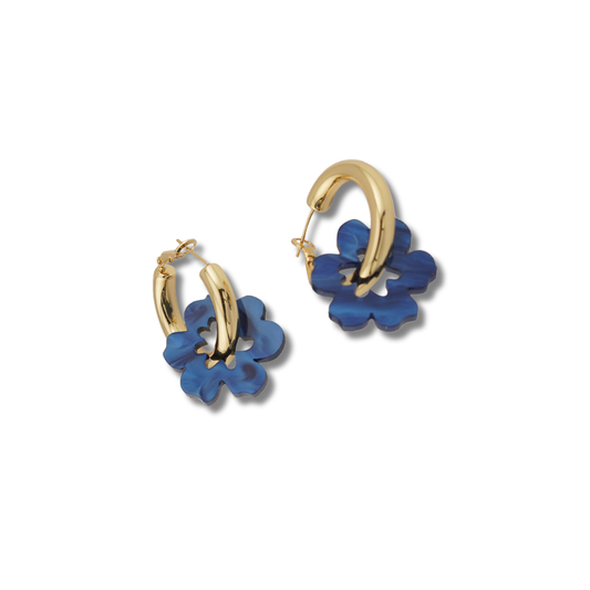 Flowature Thick Hoop Earrings | Navy Daisy
