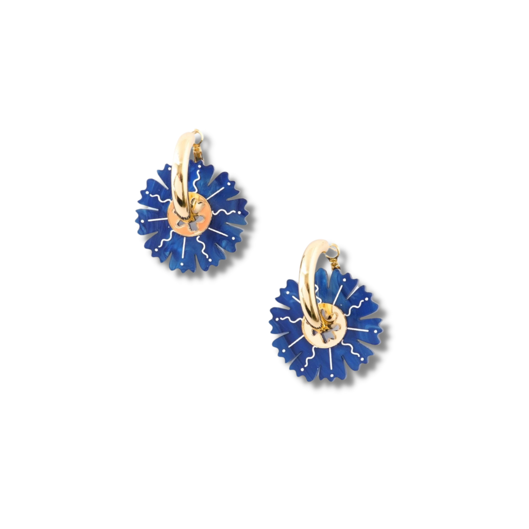 Flowature Thick Hoop Earrings | Navy Petal