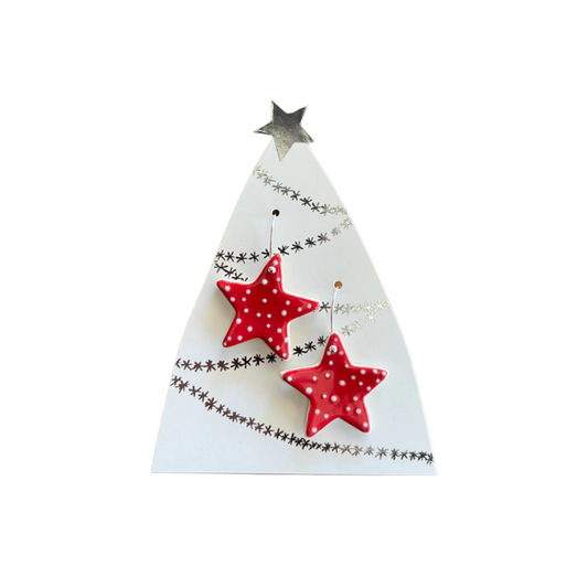 Paper Boat Press Hook Earrings | Spotty Red Star